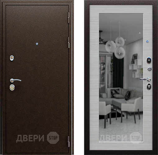 Входная металлическая Дверь АСД Спартак с зеркалом Акация светлая в Дзержинском