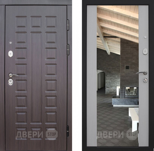 Входная металлическая Дверь S01 2К Зеркало Лиственница белая в Дзержинском