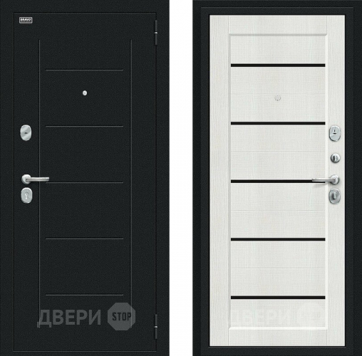 Входная металлическая Дверь Bravo Борн Букле черное/Bianco Veralinga в Дзержинском