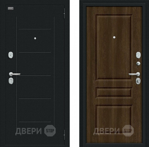 Входная металлическая Дверь Bravo Пик Букле черное/Dark Barnwood в Дзержинском