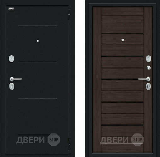 Входная металлическая Дверь Bravo Техно Kale Букле черное/Wenge Veralinga в Дзержинском