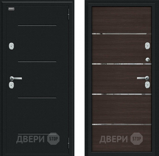Дверь Bravo Thermo Лайн Букле черное/Wenge Veralinga в Дзержинском