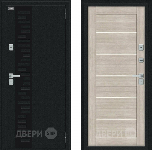 Входная металлическая Дверь Bravo Thermo Техно Декор Букле черное/Cappuccino Veralinga в Дзержинском