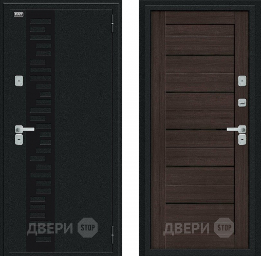 Дверь Bravo Thermo Техно Декор Букле черное/Wenge Veralinga в Дзержинском