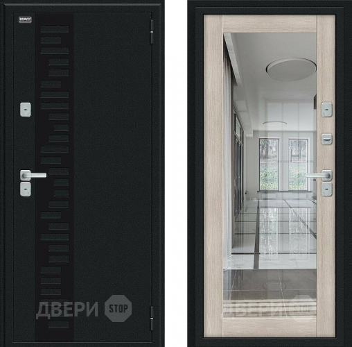 Входная металлическая Дверь Bravo Thermo Флэш Декор Букле черное/Cappuccino Veralinga в Дзержинском