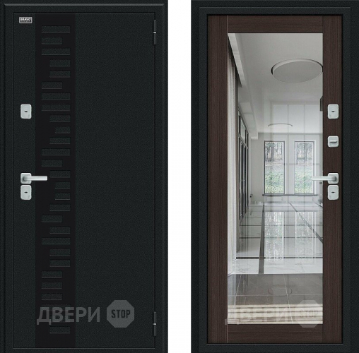 Входная металлическая Дверь Bravo Thermo Флэш Декор Букле черное/Wenge Veralinga в Дзержинском