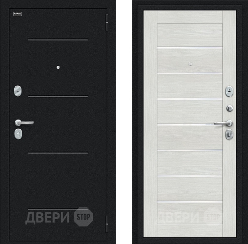 Дверь Bravo Техно Букле черное/Bianco Veralinga в Дзержинском