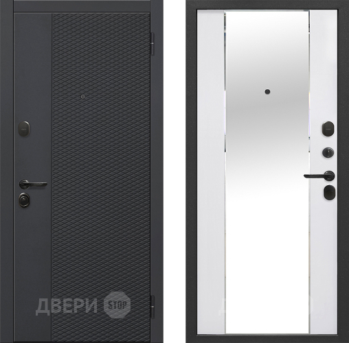 Входная металлическая Дверь Флорида Зеркало Фацет Эммалит Белый в Дзержинском