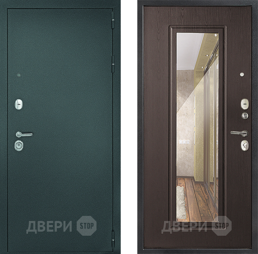 Входная металлическая Дверь Дверной Континент Рубикон Серебро Зеркало Венге в Дзержинском