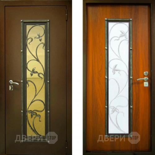 Заводские двери с ковкой и стеклом Лоза в Дзержинском