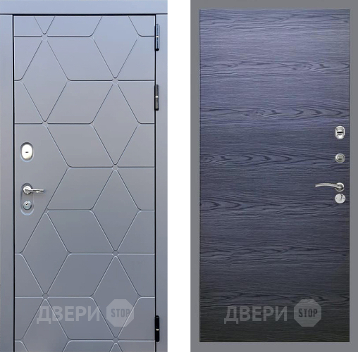 Входная металлическая Дверь Стоп КОСМО Гладкая Дуб тангенальный черный в Дзержинском