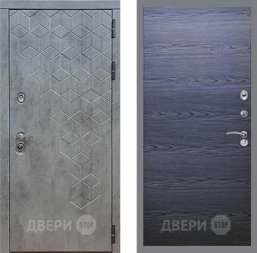 Входная металлическая Дверь Стоп БЕТОН Гладкая Дуб тангенальный черный в Дзержинском