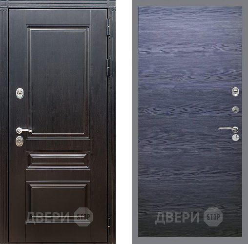 Входная металлическая Дверь Стоп МЕГАПОЛИС Гладкая Дуб тангенальный черный в Дзержинском