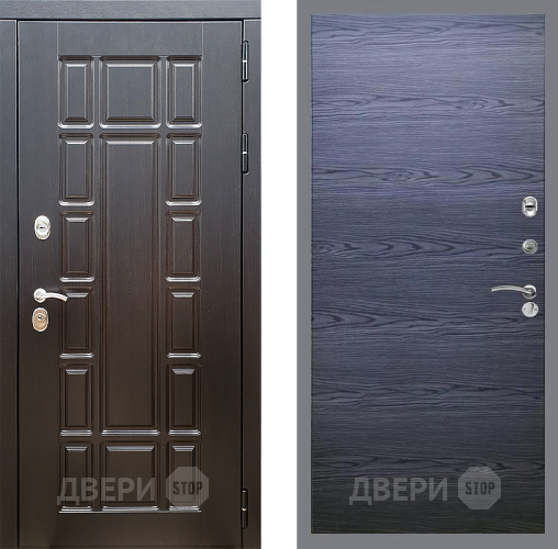 Входная металлическая Дверь Стоп НЬЮ ЙОРК Гладкая Дуб тангенальный черный в Дзержинском