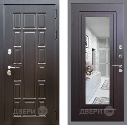 Входная металлическая Дверь Стоп НЬЮ ЙОРК Зеркало ФЛ-120 Венге в Дзержинском