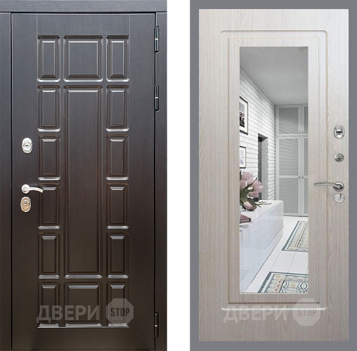 Дверь Стоп НЬЮ ЙОРК Зеркало ФЛ-120 Беленый дуб в Дзержинском