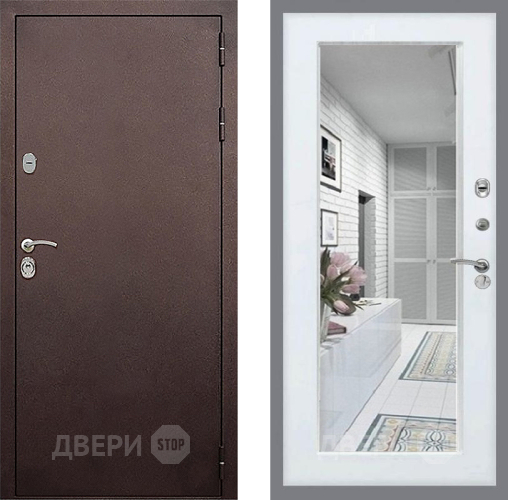 Дверь Стоп КЛАССИК Медь Зеркало Белый ясень в Дзержинском