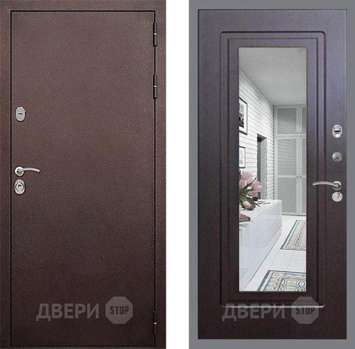 Входная металлическая Дверь Стоп КЛАССИК Медь Зеркало ФЛ-120 Венге в Дзержинском