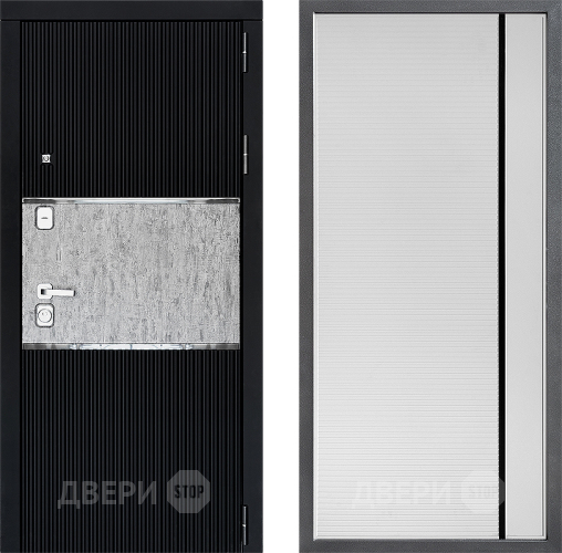 Входная металлическая Дверь Дверной континент ДК-13 ФЛ-757 Черное Стекло Софт милк в Дзержинском