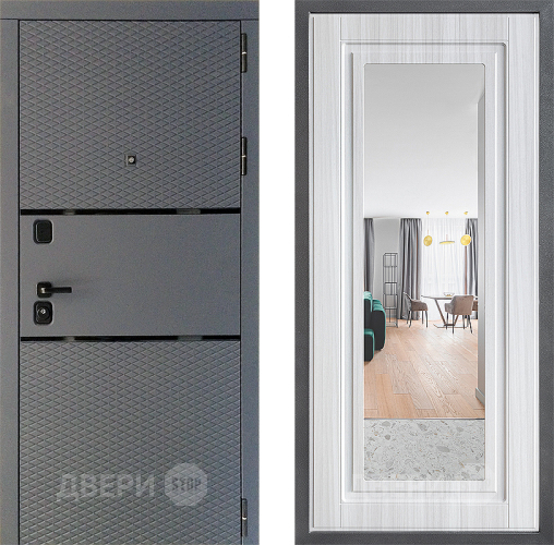 Входная металлическая Дверь Дверной континент Диамант Дизайн ФЛЗ Зеркало Сандал белый в Дзержинском