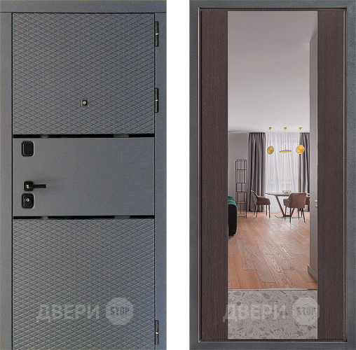 Входная металлическая Дверь Дверной континент Диамант Дизайн ФЛЗ-1 Зеркало Венге в Дзержинском