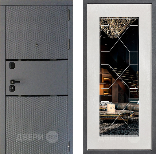 Входная металлическая Дверь Дверной континент Диамант Дизайн ФЛ-Тиффани Зеркало Белое дерево в Дзержинском