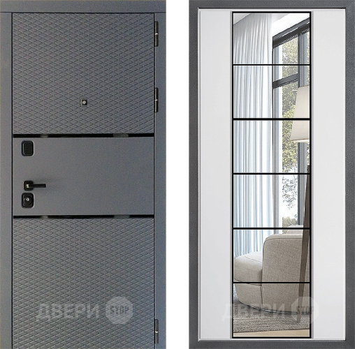 Входная металлическая Дверь Дверной континент Диамант Дизайн ФЛЗ-2 Зеркало Белый софт в Дзержинском