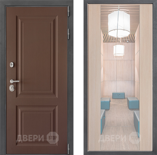 Входная металлическая Дверь Дверной континент ДК-3/729 ФЛЗ-1 Зеркало Капучино в Дзержинском