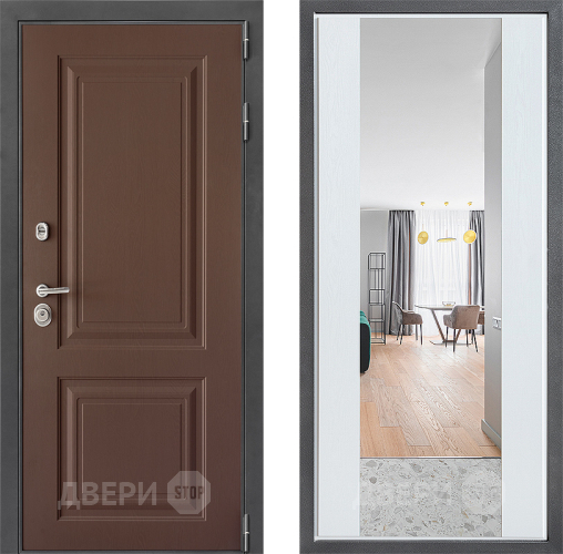 Дверь Дверной континент ДК-3/729 ФЛЗ-1 Зеркало Белое дерево в Дзержинском