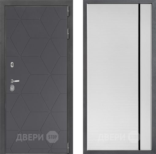 Входная металлическая Дверь Дверной континент ДК-3/744 ФЛ-757 Черное Стекло Софт милк в Дзержинском
