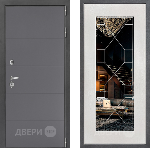 Дверь Дверной континент ДК-3/649 ФЛ-Тиффани Зеркало Белое дерево в Дзержинском