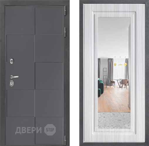 Входная металлическая Дверь Дверной континент ДК-3/606 ФЛЗ Зеркало Сандал белый в Дзержинском