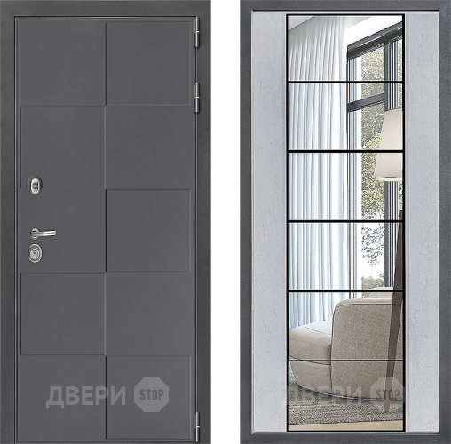 Входная металлическая Дверь Дверной континент ДК-3/606 ФЛЗ-2 Зеркало Бетон светлый в Дзержинском