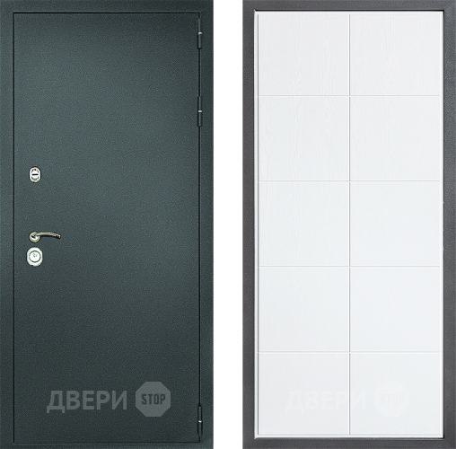 Входная металлическая Дверь Дверной континент Рубикон Серебро Дизайн ФЛ-Кватро Белое дерево в Дзержинском