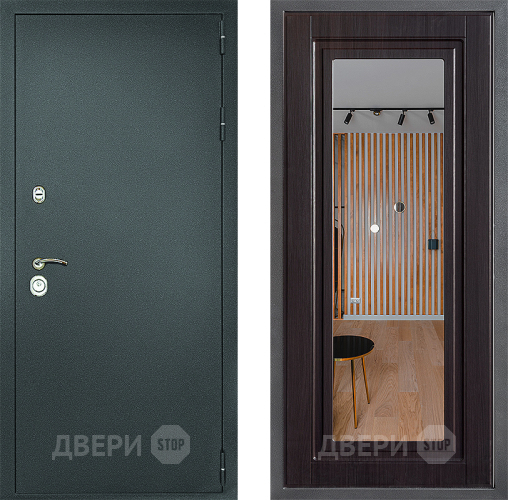 Входная металлическая Дверь Дверной континент Рубикон Серебро Дизайн ФЛЗ Зеркало Венге в Дзержинском