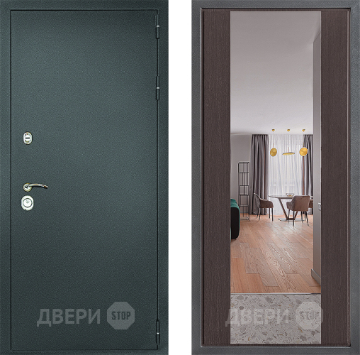 Входная металлическая Дверь Дверной континент Рубикон Серебро Дизайн ФЛЗ-1 Зеркало Венге в Дзержинском