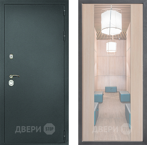 Входная металлическая Дверь Дверной континент Рубикон Серебро Дизайн ФЛЗ-1 Зеркало Капучино в Дзержинском