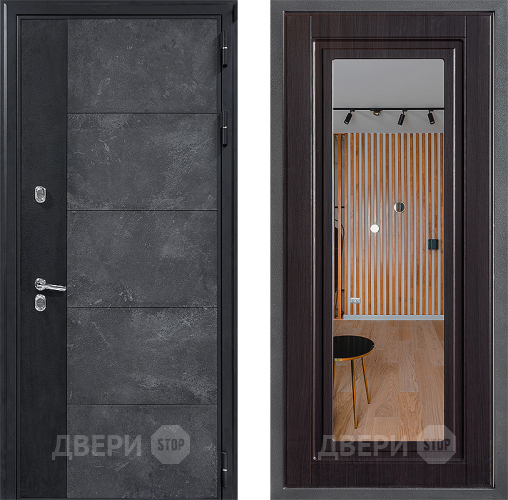 Дверь Дверной континент ДК-15 Бетон ТЕРМО ФЛЗ Зеркало Венге в Дзержинском