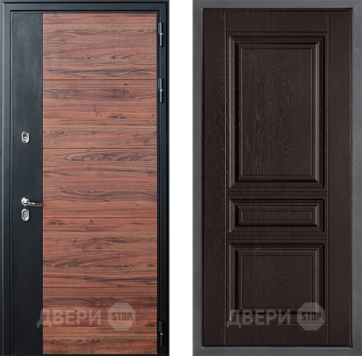 Входная металлическая Дверь Дверной континент ДК-15 Красное Дерево ТЕРМО ФЛ-243 Дуб шоколадный в Дзержинском