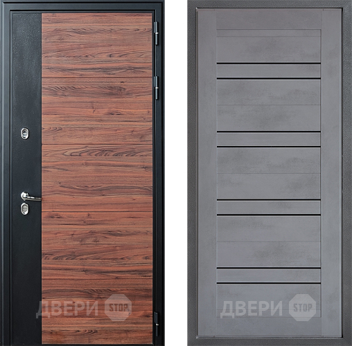 Входная металлическая Дверь Дверной континент ДК-15 Красное Дерево ТЕРМО ФЛ-49 Бетон серый в Дзержинском