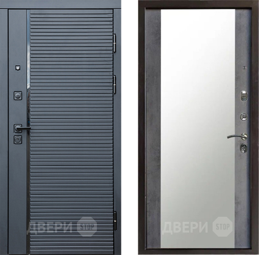 Входная металлическая Дверь Престиж Черная Линия Зеркало Бетон темный в Дзержинском