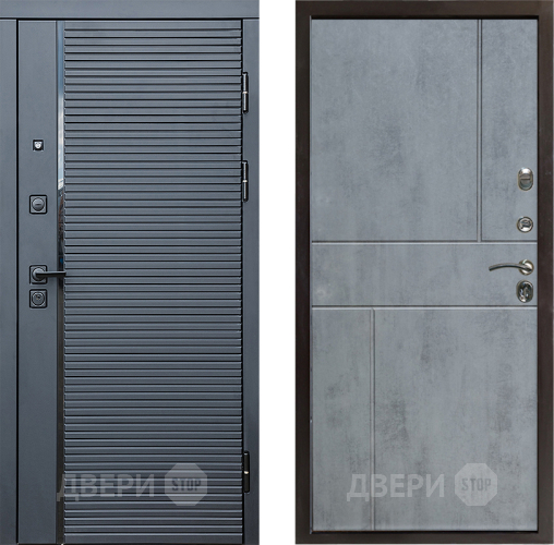 Входная металлическая Дверь Престиж Черная Линия Горизонт Бетон темный в Дзержинском
