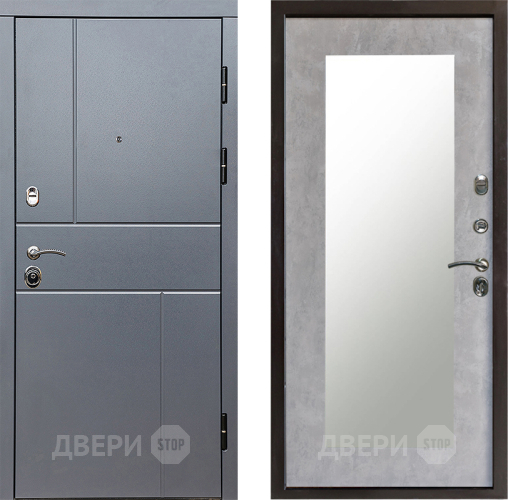 Входная металлическая Дверь Престиж Горизонт Грэй Зеркло Пастораль Бетон светлый в Дзержинском