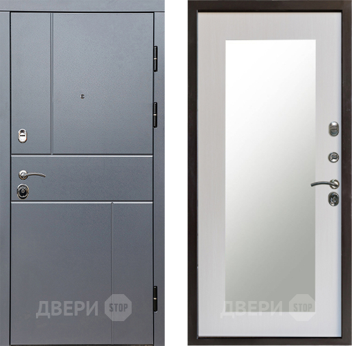 Входная металлическая Дверь Престиж Горизонт Грэй Зеркло Пастораль Лиственница белая в Дзержинском