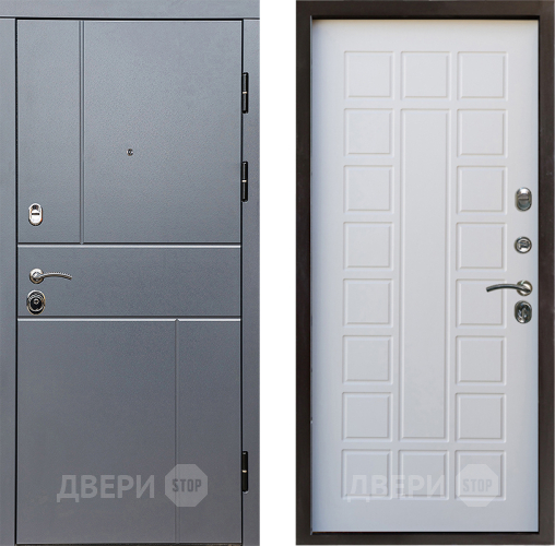 Входная металлическая Дверь Престиж Горизонт Грэй Престиж Белое дерево в Дзержинском