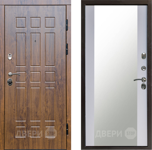 Входная металлическая Дверь Престиж Стандарт Зеркало Белый софт в Дзержинском