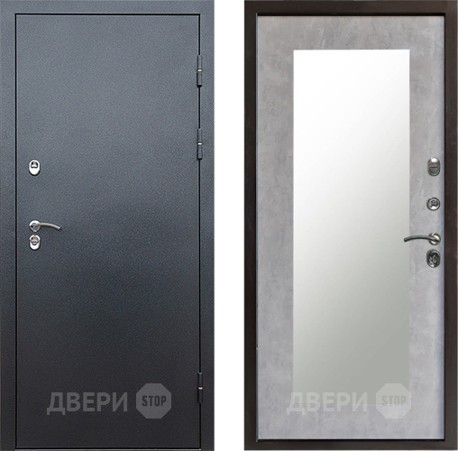 Входная металлическая Дверь Престиж TERMO с терморазрывом Снегирь Серебро Зеркало пастораль Бетон светлый в Дзержинском