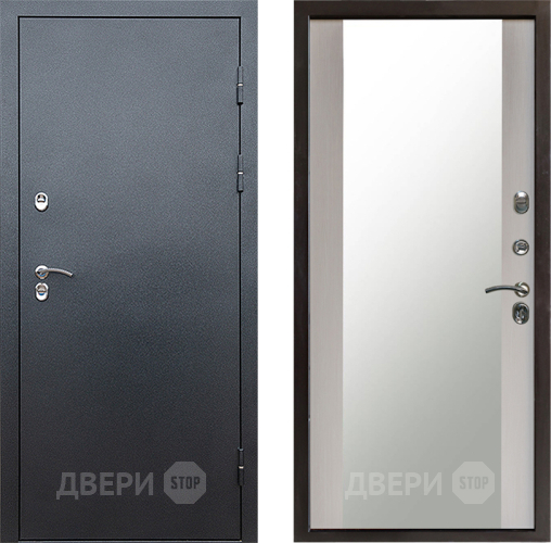 Входная металлическая Дверь Престиж TERMO с терморазрывом Снегирь Серебро Зеркало Лиственница белая в Дзержинском