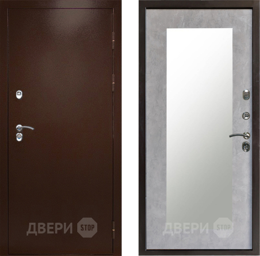 Входная металлическая Дверь Престиж TERMO с терморазрывом Снегирь Медь Зеркало пастораль Бетон светлый в Дзержинском