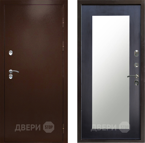 Входная металлическая Дверь Престиж TERMO с терморазрывом Снегирь Медь Зеркало пастораль Венге в Дзержинском